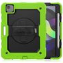 Mobigear SureGrip Xtreme Coque iPad Air 4 (2020) Coque arrière en Plastique rigide,Silicone + Porte-crayon + Bandoulière + Support Amovible - Noir / Vert