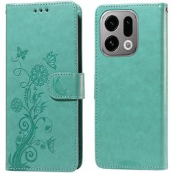 Mobigear Flowers Housse OPPO Find X9 Etui Porte-Monnaie - Vert