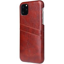 Fierre Shann Premium Card Coque iPhone 11 Coque arrière avec Porte-Cartes - Marron