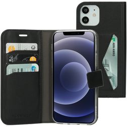Mobiparts Classic Wallet Housse iPhone 12 Etui Porte-Monnaie - Noir