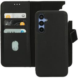 Mobiparts Samsung Galaxy A54 Coque Cuir véritable Étui 2en1 avec coque amovible Portefeuille - Noir