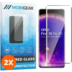 Mobigear Premium OPPO Find X5 Pro Verre trempé Protection d'écran - Compatible Coque - Noir (Lot de 2)