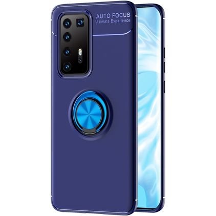 Mobigear Armor Ring Coque Huawei P40 Pro Coque arrière en TPU Souple Anti-Chocs avec Anneau-Support - Bleu
