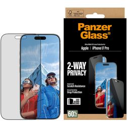 PanzerGlass Ultra-Wide Fit iPhone 17 Pro Verre trempé Protection d'écran Anti-espion - Compatible coque + Cadre de pose - Noir