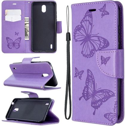 Mobigear Butterfly Housse Nokia 1.3 Etui Porte-Monnaie - Violet