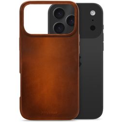 Mobilize Premium Coque iPhone 17 Pro MagSafe Coque arrière en Cuir Véritable - Burned Cognac