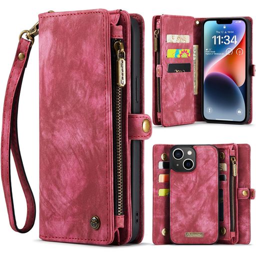 Caseme 008 Housse iPhone 14 Etui avec Coque Détachable Porte-Monnaie - Rouge