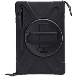 Xccess Survivor All-round Coque Samsung Galaxy Tab S7 Plus Coque arrière en Plastique rigide,Silicone + Bandoulière + Support Amovible - Noir