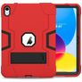 Mobigear ShieldStand Coque iPad 10 (2022) Coque arrière en Plastique rigide,Silicone + Support Amovible - Noir / Rouge