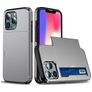 Mobigear Card Coque iPhone 14 Pro Max Coque arrière Rigide Anti-Chocs avec Porte-Cartes - Gris