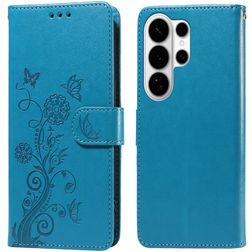 Mobigear Flowers Housse Samsung Galaxy S26 Ultra Etui Porte-Monnaie - Bleu