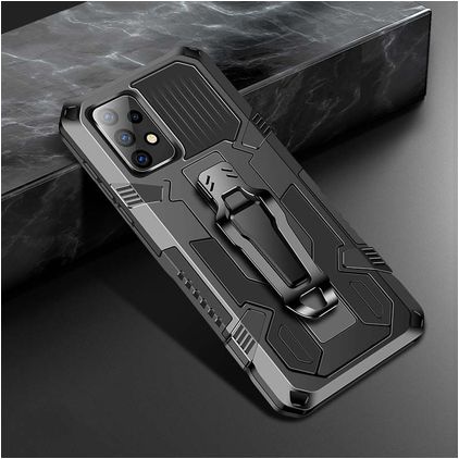Mobigear Armor Stand Coque Samsung Galaxy A52 Coque arrière Rigide Anti-Chocs avec Support Amovible - Noir