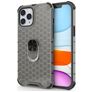 Mobigear Honeycomb Ring iPhone 12 Pro Max Plastique rigide Coque arrière Antichoc avec bague de maintien - Gris
