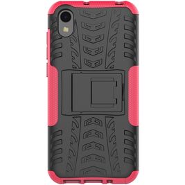 Mobigear Tire Coque HONOR 8S Coque arrière Rigide Anti-Chocs avec Support Amovible - Noir / Rose