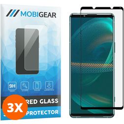 Mobigear Premium Sony Xperia 5 III Verre trempé Protection d'écran - Compatible Coque - Noir (Lot de 3)