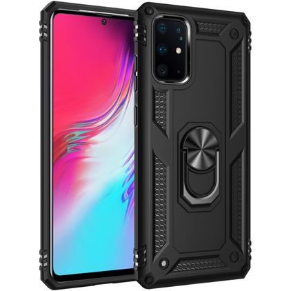 Mobigear Armor Ring Samsung Galaxy S20 Ultra Plastique rigide Coque arrière Antichoc avec bague de maintien - Noir