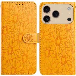 Mobigear Flowers Housse iPhone 17 Pro Max Etui Porte-Monnaie - Jaune