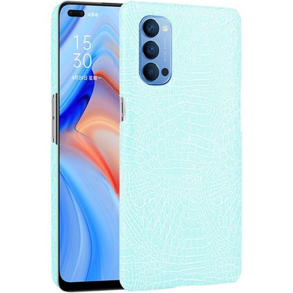 Mobigear Croco Coque OPPO Reno 4 Coque arrière Rigide - Turquoise