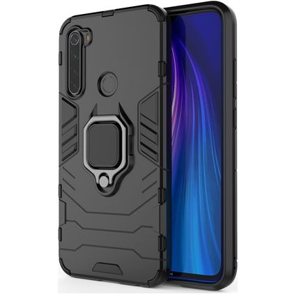 Mobigear Armor Ring Xiaomi Redmi Note 8 Plastique rigide Coque arrière Antichoc avec bague de maintien - Noir