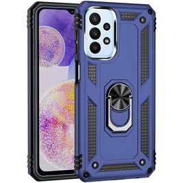 Mobigear Armor Ring Coque Samsung Galaxy A23 Coque arrière Rigide Anti-Chocs avec Anneau-Support - Bleu