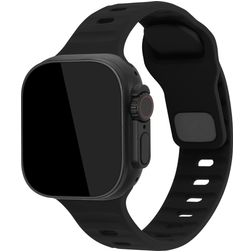 Mobilize Sports Bracelet Silicone Apple Watch Fermeture à clou et passant - 42/41/40/38 mm - Noir