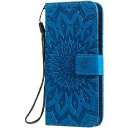 Mobigear Sunflower Housse Motorola Moto G8 Plus Etui Porte-Monnaie - Bleu