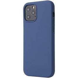 Mobigear Rubber Touch Coque iPhone 12 Coque arrière en Silicone - Bleu Marin