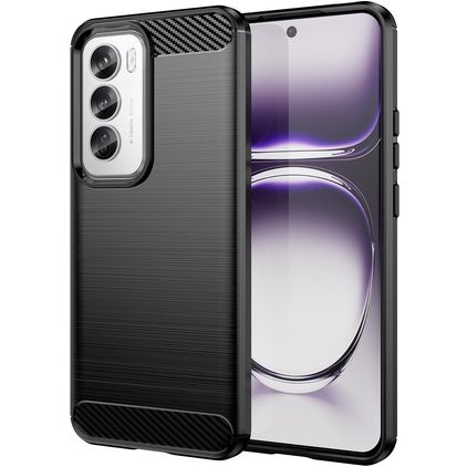 Mobigear Brushed Slim Coque OPPO Reno 12 Pro Coque arrière en TPU Souple - Noir