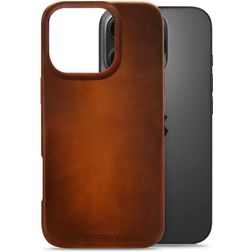 Mobilize Premium iPhone 16 Pro MagSafe Cuir véritable Coque arrière - Burned Cognac