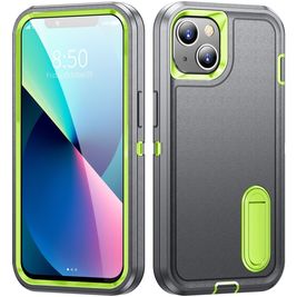 Mobigear Rugged Stand Coque iPhone 14 Plus Coque arrière Rigide Anti-Chocs avec Support Amovible - Vert