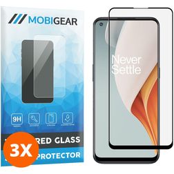 Mobigear Premium OnePlus Nord N100 Verre trempé Protection d'écran - Compatible Coque - Noir (Lot de 3)