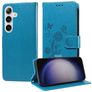 Mobigear Flowers Housse Samsung Galaxy S25 Plus Etui Porte-Monnaie - Bleu