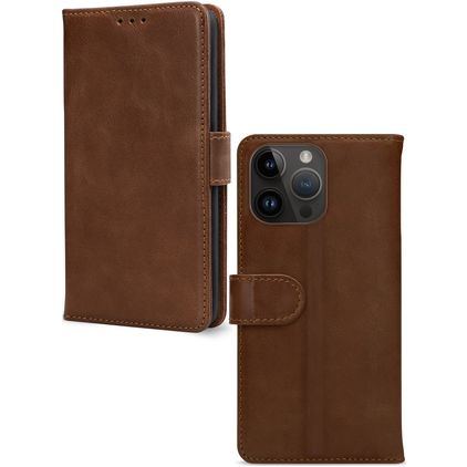 Mobilize Wallet iPhone 14 Pro Max Cuir véritable Étui Portefeuille - Marron