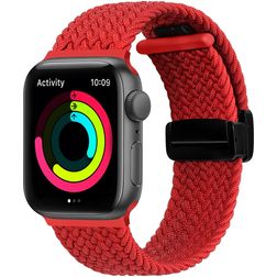 Mobigear Braided Mag Bracelet Nylon pour Apple Watch Fermeture magnétique - 42/41/40/38 mm - Rouge