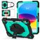 Mobigear SureGrip Xtreme Coque iPad 11 (2025) Coque arrière en Plastique rigide,Silicone + Porte-crayon + Bandoulière + Support Amovible - Noir / Turquoise