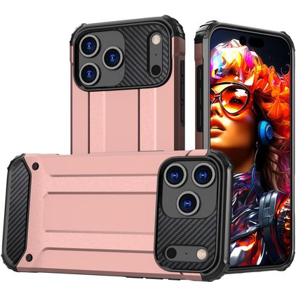 Mobigear Outdoor Coque iPhone 17 Pro Max Coque arrière Rigide Anti-Chocs - Rose doré