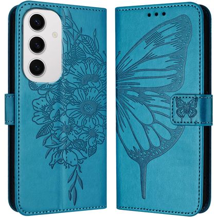 Mobigear Butterfly Housse Samsung Galaxy S24 FE Etui Porte-Monnaie - Bleu