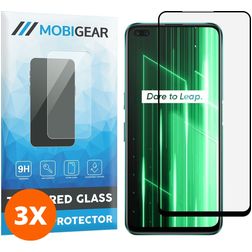 Mobigear Premium Realme X50 Verre trempé Protection d'écran - Compatible Coque - Noir (Lot de 3)