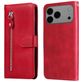 Mobigear Zipper Housse iPhone 17 Pro Max Etui Porte-Monnaie - Rouge