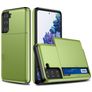 Mobigear Card Coque Samsung Galaxy S21 Plus Coque arrière Rigide Anti-Chocs avec Porte-Cartes - Vert
