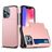 Mobigear Card Coque iPhone 13 Mini Coque arrière Rigide Anti-Chocs avec Porte-Cartes - Rose doré