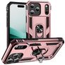 Mobigear Armor Ring Coque iPhone 18 Pro Coque arrière Rigide Anti-Chocs avec Anneau-Support - Rose doré