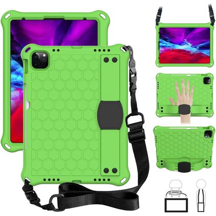 Mobigear HexStrap Coque iPad Air 11 Pouces (2025) Coque arrière en EVA + Bandoulière - Vert