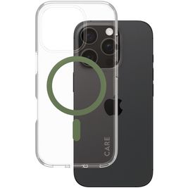 CARE by PanzerGlass Flagship Coque iPhone 16 Pro MagSafe Coque arrière Rigide - Transparent / Vert