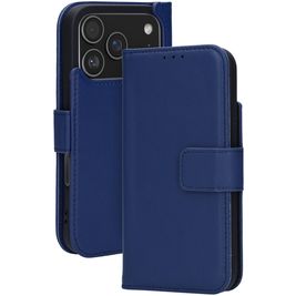 Mobiparts Wallet Housse iPhone 17 Pro MagSafe Etui en Cuir Véritable Porte-Monnaie - Bleu