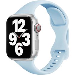 Mobigear Sport Slim Bracelet Silicone pour Apple Watch Fermeture à clou et passant - 49/46/45/44 mm - Bleu layette