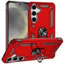 Mobigear Armor ring Coque Samsung Galaxy S25 Plus Coque arrière Rigide Anti-Chocs avec Anneau-Support - Rouge