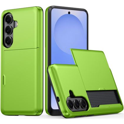 Mobigear Card Coque Samsung Galaxy S26 Plus Coque arrière Rigide Anti-Chocs avec Porte-Cartes - Vert