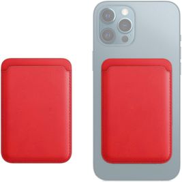 Mobigear Wallet - Porte Cartes en - 3 Cartes - Compatible MagSafe - Rouge