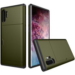 Mobigear Card Coque Samsung Galaxy Note 10 Plus Coque arrière Rigide Anti-Chocs avec Porte-Cartes - Vert